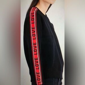 Maje Black Sweatshirt with Red Love Tape